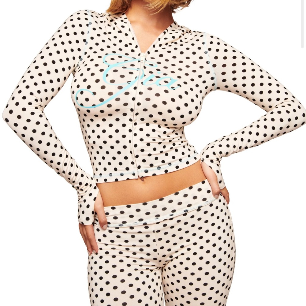 I.AM.GIA Blue and Cream Polka Dot Hoodie